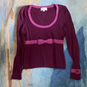 Nanette Lepore Purple Long Sleeve Top with Bow